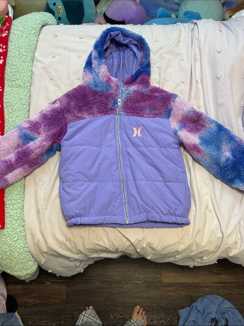 Hurley Lavender and Tie-Dye Plush Hooded Jacket